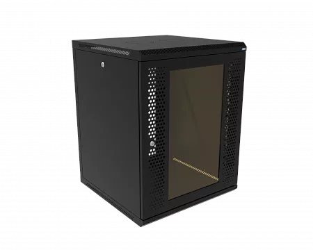 Шкаф телекоммуникационный настенный разборный МИКсистем 19" Keys 15U 600x600 дверь перфорация+стекло черный