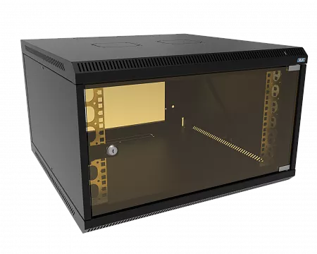 Шкаф телекоммуникационный настенный разборный МИКсистем 19" Lite 6U 600x600  дверь стекло черный