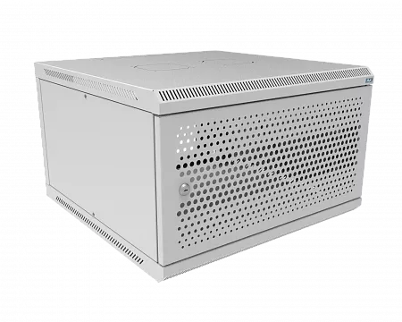 Шкаф телекоммуникационный настенный разборный МИКсистем 19" Basis 6U 600x600  дверь перфорация серый