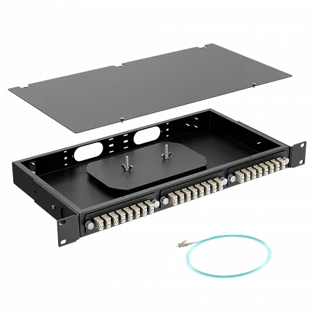 Кросс оптический стоечный LANMIR укомплектованный 4 розетки 2LC/UPC 8 портов MM 50/125 OM3 1U черный