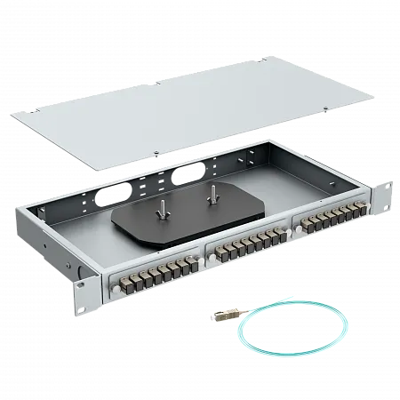Кросс оптический стоечный LANMIR укомплектованный 4 розетки SC/UPC 8 портов MM 50/125 OM3 1U серый